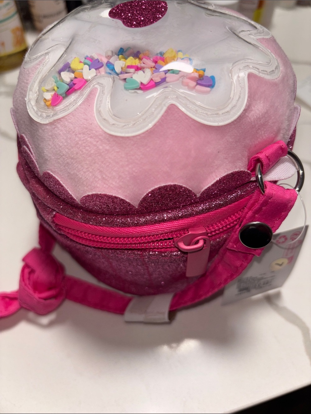 Justice Pink Glitter Cupcake Crossbody Bag